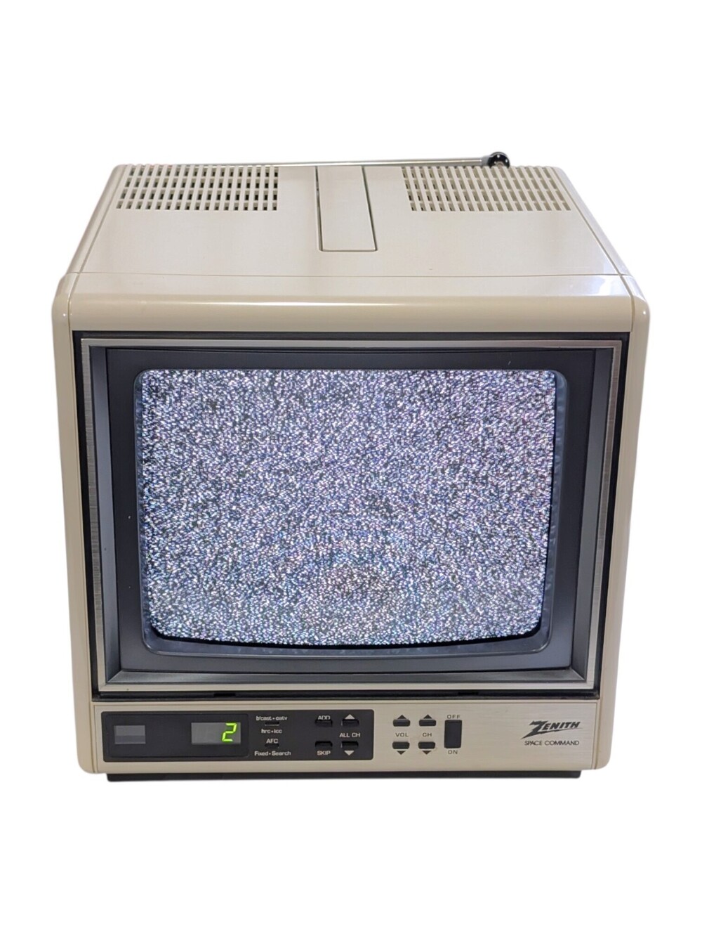 RARE Zenith LM8833 9" Portable White CRT TV Retro Gaming Cube WORKS